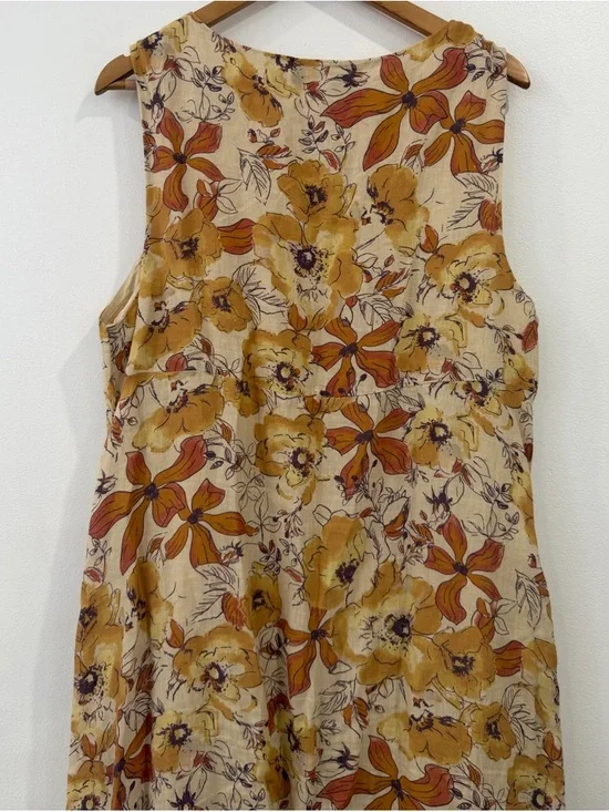 Coldwater Creek Vintage Linen Floral Midi Dress 18 Cottagecore Boho Summer - Picture 8 of 10